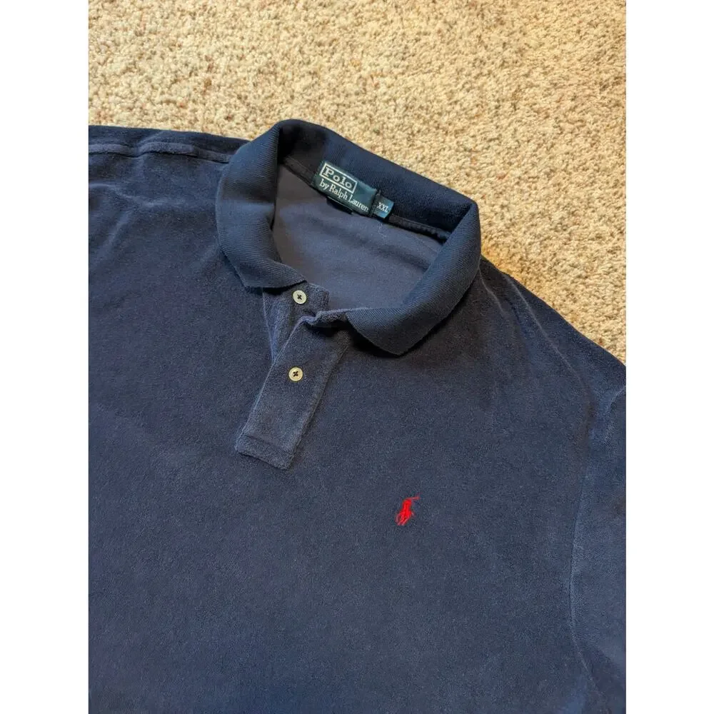 Polo by Ralph Lauren Mens XXL Navy Blue Short Sleeve Pique Golf Polo Shirt